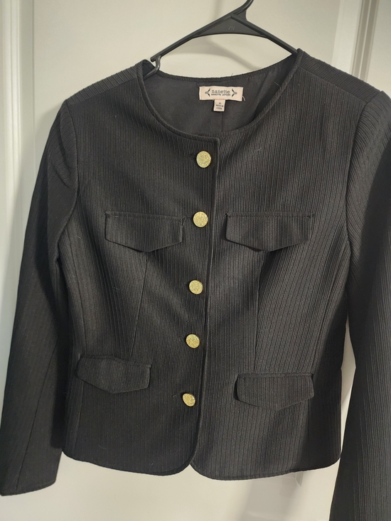 Nanette Lepore Jackets & Blazers - Nanette Lepore Black Textured Jacket with Gold Buttons